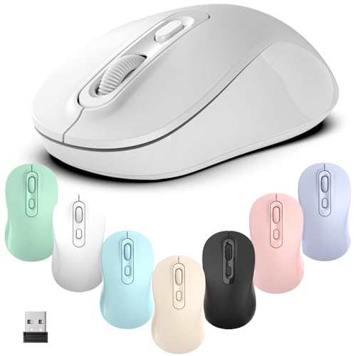 Wireless Mouse, 2026 New Model, Silent Click Ergonomic Design, Portable, 4 Buttons, Adjustable DPI (800/1200/1600), for Laptop/PC/Office (White) - color: white