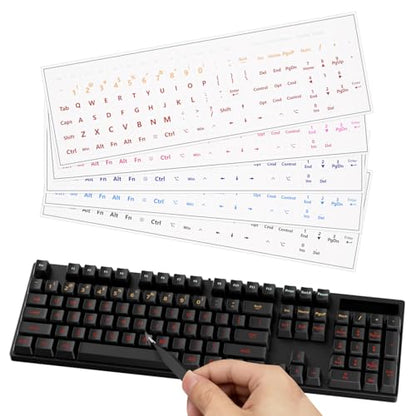 ProElife Gradient Keyboard Letter Stickers with Tweezer, Full-Key, Orange | English Transfer Printing Peel-Off Film, Leave English Letters on Keys, Keyboard Letters Replacement Stickers for Desktop - color: Orange