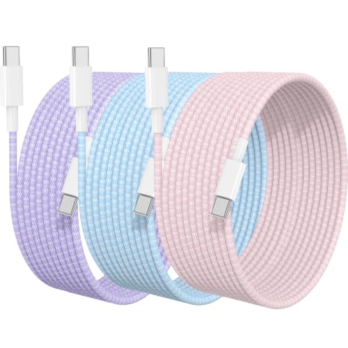 USB C to C Charging Cable 10 FT for iPhone 17 16 15 Charger Cord,Long Braided C to C Cable Fast Charging for iPhone Air 17 16 Pro Max/15 Pro/16 Plus,MacBook Pro,iPad 11/10 inch-Pink+Purple+Blue - color: Pink+Purple+Blue, size: 10FT+10FT+10FT