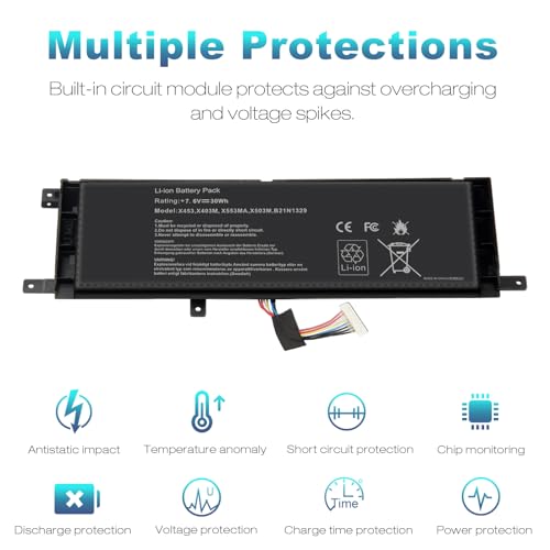 Fancy Buying New B21N1329 Laptop Battery for Asus X403 X403M X403MA X503M X502CA X453 X453M X453MA X553 X553M X553MA - 7.6V 30Wh - size: 8.93*2.75*0.27inch