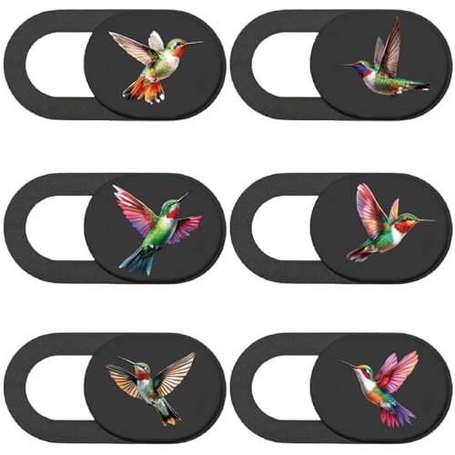 6Pcs 6 Styles Laptop Camera Cover Slide Cute 0.04 Inch Ultra Thin Phone Privacy Camera Cover Hummingbird Design Webcam Protector for Laptop Desktop Computer Tablet Phone Notebook Mini PC - color: Hummingbird