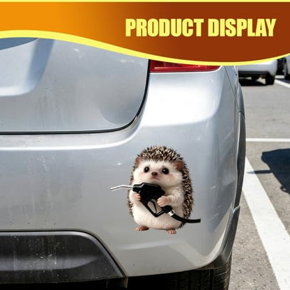 Animal Car Fuel Tank Sticker Decal, Funny Vinyl Automotive Fuel Lid Sticker, Self-Adhesive Water-Resistant Vehicle Exterior Body Decal Decoration for Cars, Trucks, SUVs, Laptops(Hedgehog) - size: Hedgehog