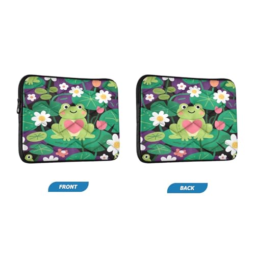 Frog Purple Green Padded Laptop Sleeve Case 13 Inch Soft Quilted Laptop Bag Waterproof Computer Sleeves - color: frog purple green, size: Medium