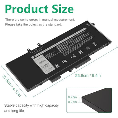 3HWPP 03HWPP 10X1J N2NLL 1VY7F 3YNXM 451-BCMN Laptop Battery for Dell Latitude 5401 5410 5411 5501 5510 5511 Precision 3541,3550 ,3551 Inspiron 7500 2-in-1 Black ,7506 2-in-1 Black ,7706 2-in-1 Laptop - size: 9.4*4.13*0.27inch 3HWPP