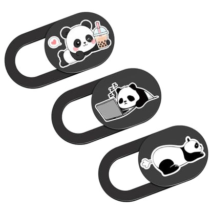 3 Pack Fun Lazy Panda Camera Cover, Anti Peeking & Spy Webcam Camera Cover Slider, Durable-Thin Privacy Camera Blocker for iPhone, Laptops, Smartphones, Tablets, Computers, PC Accessories - color: Lying Down Panda
