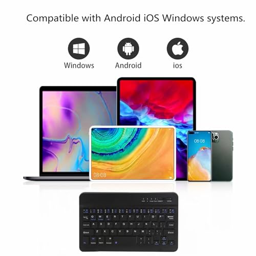 FLY WAY Portable Wireless Bluetooth 3.0 Keyboard,Ultra-Slim Mini Keypad 78 Keys Rechargeable Bluetooth Keyboard for iOS Android Windows Tablets and Other Bluetooth Devices(Black)
