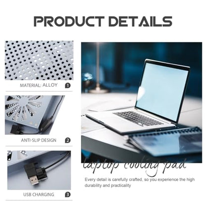 KALLORY Aluminum Alloy Laptop Cooler Stand with RGB LED Fan, Ventilated Cooling Pad for Gaming Notebooks, USB Powered Height Adjustable Support for Desk Use