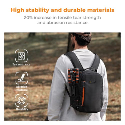 K&F CONCEPT Camera Backpack, DSLR/SLR/Mirrorless Photography Camera Bag | 10L Lightweight, 180 Degree Open, Custom Dividers, with 14in Laptop Compartment & Tripod Holder, for Canon/Nikon/Sony, B08 - style: 01-black-orange