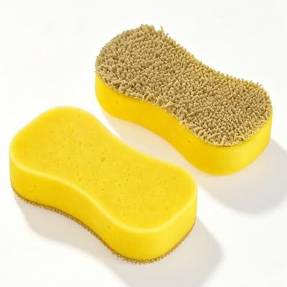 2 Pack Large Plush Car Sponge for Cleaning, 22x11x5CM | Large Sponge, Rich Foam & Durable, Scratch-Free, Long-Hair Microfiber Wash Sponge for Cars Trucks SUVs & Household Use - color: 2 Pack
