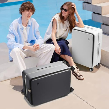 mixi 20 Inch Carry On Luggage 22x14x9 Airline Approved PC Hard Shell Suitcase Top Opening Aluminum Frame Travel Suitcases with Wheels, Rock Gray - color: Rock Gray, size: 20 Inch