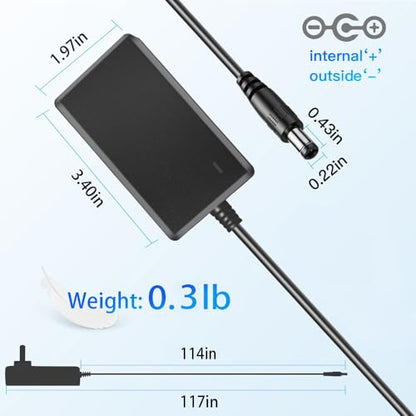 5V 2A Power Supply Adapter 10W AC/DC Wall Charger Extension Power Cord Replacement with 5.5x2.5mm/2.1mm Plug, 5 Volt 2Amp Power Adapter Transformer Cable [10ft]