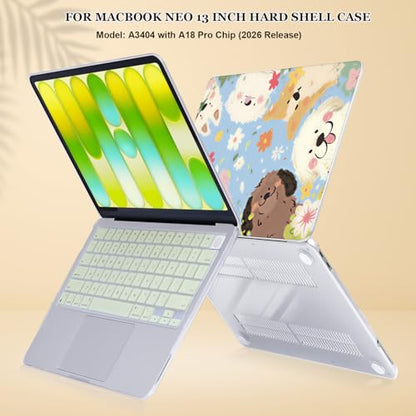 Compatible with MacBook Neo 13 inch Case 2026 (Model A3404), Printed Pattern Hard Shell Laptop Case with Keyboard Cover & Screen Film, Slim Plastic Protective Cover, Cute Dogs - color: Cute Dogs