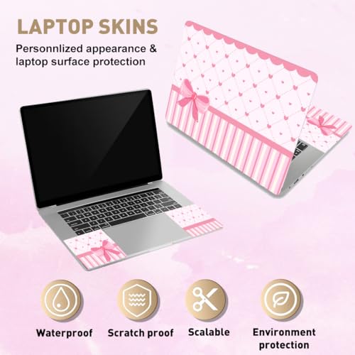 PLIGREAT 15 Inch Laptop Skin Sticker Decal, Pink Bow Present 12" 13" 13.3" 14" 15" Laptop Decals Cover Universal PVC Skin Stickers Cover Art Decal Reusable Notebook Protector - color: Bow Present
