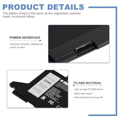 42Wh WY9DX Battery Replacement for Dell Latitude 14 5420 15 5520 Precision 15 3560 Series P137G P137G001 P104F P104F001 P104F002 1K2CF 01K2CF M3KCN 75X16 075X16 WK3F1 005R42 0WK3F1 0M3KCN - size: 8.15*3.98*0.24inch WY9DX