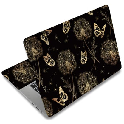 SUPERDANT 3Pcs Golden Butterfly Dandelion Laptop Skin 14.96x10.62in Trimmable Removable PVC Notebook Decal for 12-15.6in Laptop Reusable Protective Cover Colorful - style: Golden Butterfly and Dandelion