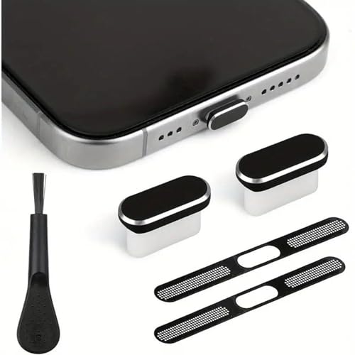 Phone Dust Plug Soft Protector Cleaner Set Electronic Device | Precise Anti Dust Kit for Phone Home Outdoor Offices Desk Car - color: Black