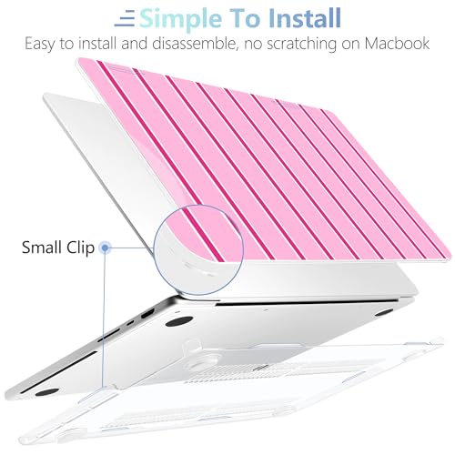MEEgoodo Case for MacBook Pro 16 inch 2026 2024 2023 2021,Laptop Shell Compatible with M5 M4 M3 M2 M1 Pro/Max Chip,Fit Model A3429/A3428/A3403/A3186/A2991/A2780/A2485,Magenta&White Stripes - color: Magenta&White Stripes