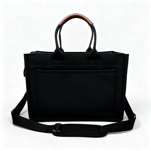 Canvas Tote Bag for Women Lightweight Handbag with Multi Pockets & Adjustable Strap Bible Bag for Daily Use Work - color: Black