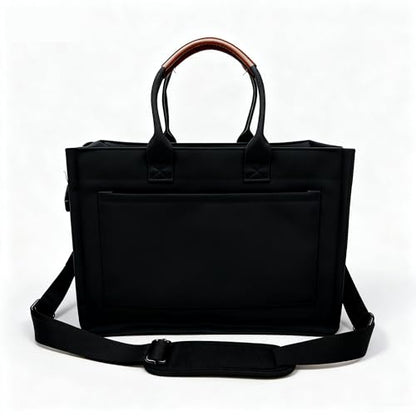 Canvas Tote Bag for Women Lightweight Handbag with Multi Pockets & Adjustable Strap Bible Bag for Daily Use Work - color: Black
