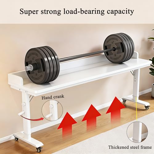 Overbed Table Adjustable Height，Overbed Table with 360° Wheels, Rolling Over The Bed Desk,Over Bed Desk with Wheels Queen, for Bedroom, Living Room, Hospital Use (White, 70.8in/180cm) - color: White, size: 70.8in/180cm