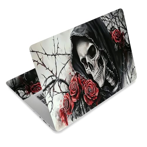 Laptop Skin Sticker Decal for 12 13 13.3 14 15 15.6 in, Universal Vinyl Waterresistant Protector Cover for Notebook PC Netbook, Computer Decor for Women Girls Hooded Skull - color: Hooded Skull