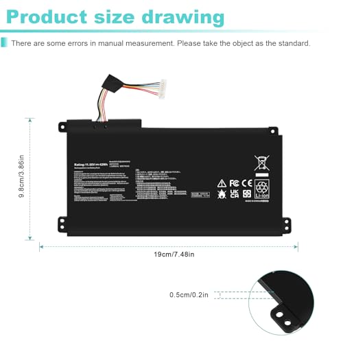 B31N1912 C31N1912 Laptop Battery for ASUS VivoBook 14 15.6" E410 E410MA E410M L410MA E410KA L410M-15 F414MA E510 L510 L510MA R522MA L510MA-WB04(DF112) L410MA-BV058TS E410MA-EK017TS E510KA-EJ033TS - size: 7.48*3.86*0.2inch B31N1912