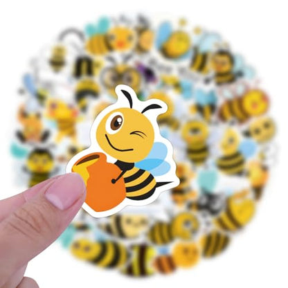 60PCS Cute Bee Stickers, Funny Bees Animal Stickers, Aesthetic Sticker for Water Bottles Laptop for Kids Teens Adults (Little Bee) - color: Little Bee