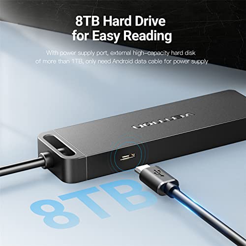 VENTION USB 3.0 Hub, 4 Ports USB Hub Ultra-Slim Data USB Hub 0.5FT Extended Cable [Charging Supported], Compatible with MacBook, Laptop, Surface Pro, PS4, PC, Flash Drive, Mobile HDD (0.15m/0.5ft)