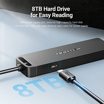 VENTION USB 3.0 Hub, 4 Ports USB Hub Ultra-Slim Data USB Hub 0.5FT Extended Cable [Charging Supported], Compatible with MacBook, Laptop, Surface Pro, PS4, PC, Flash Drive, Mobile HDD (0.15m/0.5ft)