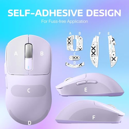 ATTACK SHARK X3 49g Ultra-Lightweight Wireless Gaming Mouse, Purple&Tape | Bluetooth 5.2/2.4G Wireless/Wired, PAW3395 Gaming Sensor, 26K DPI, 200h Battery Life, Programmable Buttons for PC/Mac/Win - color: Lavender & Griptape