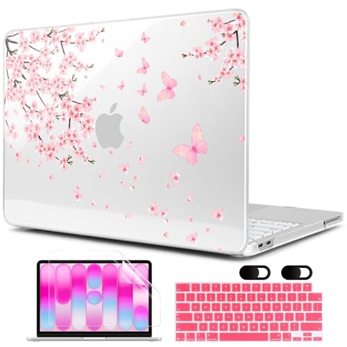 MEEgoodo Printed Case for New MacBook Neo 13 inch 2026 Release(Fit Model A3404), Laptop Hard Shell Cases with Keyboard Skin & Screen Protector & Webcam Covers, Cherry Blossoms - color: Cherry Blossoms
