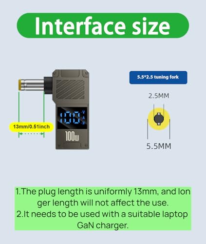 USB C to DC Adapter Cable, 5.5 * 2.5mm Universal | GaN Charger Adapter, For Laptops, Travel Plug Adapter, Connector Tip to USB-C - size: 5.5 * 2.5mm Universal
