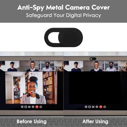 5Pcs Ultra-Thin 0.03 Inch Webcam Cover Slide, Privacy Security Camera Blocker, Strong Adhesive Laptop Phone Tablet Camera Cover for Pro iPhone iPad iMac PC Accessories-Black - color: Black