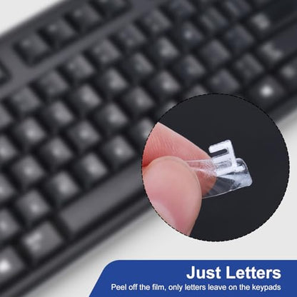 2PCS English Keyboard Letter Stickers - 3D Keyboard Letters Replacement Stickers English for Computer Laptop Desktop Keyboards, Borderless Alphabet Characters, Only Letter Leave on Keypads - color: English Transfer Letter-White