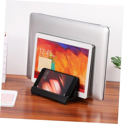 GANAZONO Adjustable Vertical Laptop Stand with Dual Slots Desktop Holder for Laptops Tablets and Phones Space Saving Organizer with Padded Protection and Nonslip Base