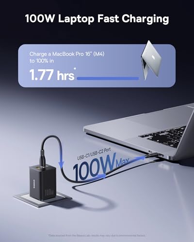 Baseus 100W USB C Charger Block Bundle with Baseus Portable Charger with Built in Cable, 100W Laptop Power Bank 20000mAh