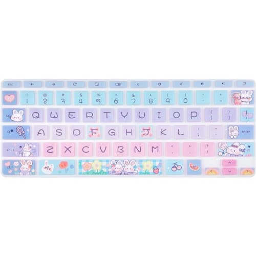 Silicone Keyboard Cover for HP Chromebook 11 x360, Chromebook 11 G2/G3/G4/G5/G6 EE/G7 EE, HP Chromebook 14-ca 14-ak 14-X Series, HP Chromebook 14 G2 G3 G4, Cute Bunny - color: Cute Bunny
