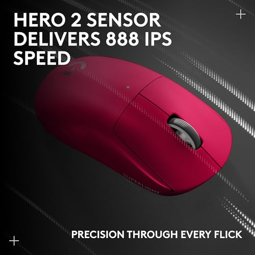 Logitech Pro X Superlight 2c Wireless Gaming Mouse 51g Compact - Magenta | 51g compact mini size, symmetrical shape, <8 kHz polling, 44K DPI, PowerPlay charging, USB-C, for PC/Mac - color: Magenta, size: Compact, style: Mouse