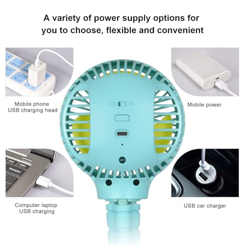 WiHoo Portable Stroller Fan, 11H Ultra-long Battery Life 3 Speed 360°Rotate, USB Rechargeable or Battery Operated Cooling Clip On Personal Fan for Baby Crib Travel Car Seat Blue - color: Blue