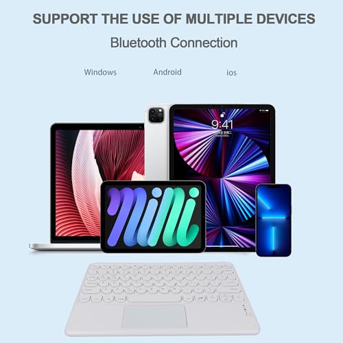Thanice Wireless Keyboard with Touchpad, Ultra-Slim Portable Rechargeable Bluetooth Keyboard, Ipad & Android Windows Device Compatible (White) - color: white