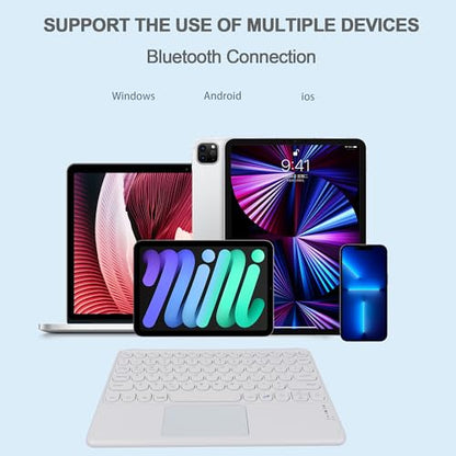 Thanice Wireless Keyboard with Touchpad, Ultra-Slim Portable Rechargeable Bluetooth Keyboard, Ipad & Android Windows Device Compatible (White) - color: white