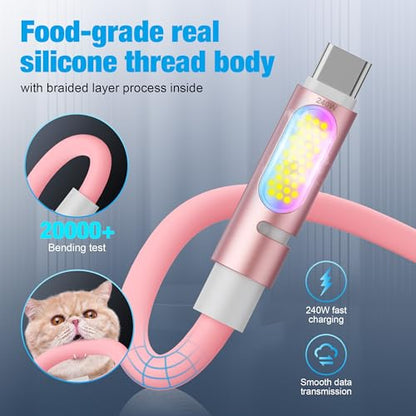 240W USB C to USB C Fast Charging Cable, 4FT, Pink - size: 4ft