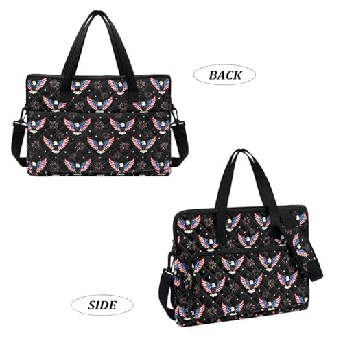 Laptop Sleeve, Laptop Cover with Adjustable Strap Computer Bag Tablet Notebook Sleeves Handbag Messenger Briefcase - color: Eagle and American Flag