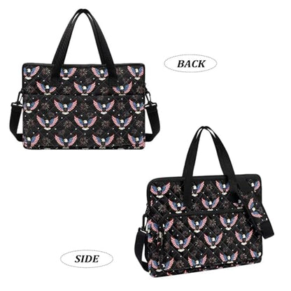 Laptop Sleeve, Laptop Cover with Adjustable Strap Computer Bag Tablet Notebook Sleeves Handbag Messenger Briefcase - color: Eagle and American Flag