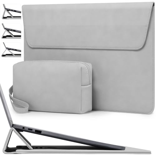 HYZUO 13.3-14 Inch Laptop Case Sleeve with Adjustable Stand, Light Gray | for MacBook Pro 14 M5/M4/M3/M2/M1 Pro/Max A3426 A3427 2026-2021, MacBook Air/Pro 13.3, 13.8-13.5 Surface Laptop - color: Light Gray, size: 13.3-14 Inch