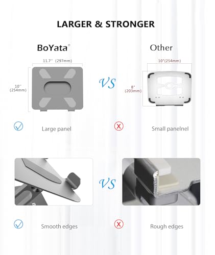 BoYata Laptop Stand, Adjustable Multi-Angle Riser, Up to 17 Inches,Gray | Sturdy alloy steel, heat-vent design and silicone pads support laptops up to 17 inches, including MacBook and Surface - color: Space Grey