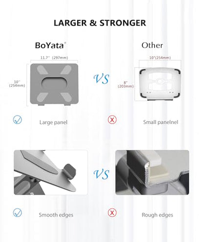BoYata Laptop Stand, Adjustable Multi-Angle Riser, Up to 17 Inches,Gray | Sturdy alloy steel, heat-vent design and silicone pads support laptops up to 17 inches, including MacBook and Surface - color: Space Grey