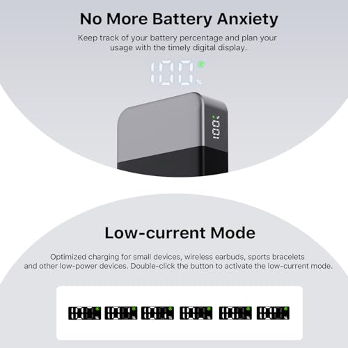 NOBIS Portable Charger, 65W 20000mAh Power Bank Fast Charging PD QC, 2 USB-C(in/Out) & 2 USB-A Battery Pack with Digital Display for Laptop Phone 17 Tablet Earbuds - color: Black