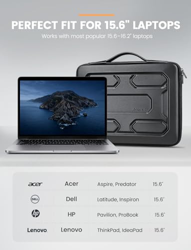 DOMISO 15.6 inch Laptop Sleeve with Handle Shockproof Computer Bag Waterproof EVA Protective Carrying Case for 15.6" Lenovo Yoga 720 IdeaPad 310 320 ThinkPad T570/Dell Inspiron 15/HP Envy 15, Black - color: Black, size: 15.6 inch