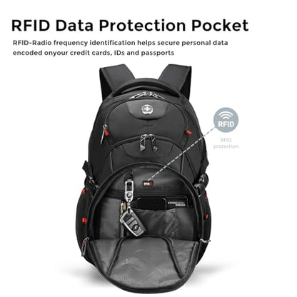 Swissdigital Laptop Backpack with USB Charging Port, Travel Backpack Fits 15.6 inches Computer, 31L Backpack for Men | SD8039508F-01 - color: Black-b-finder
